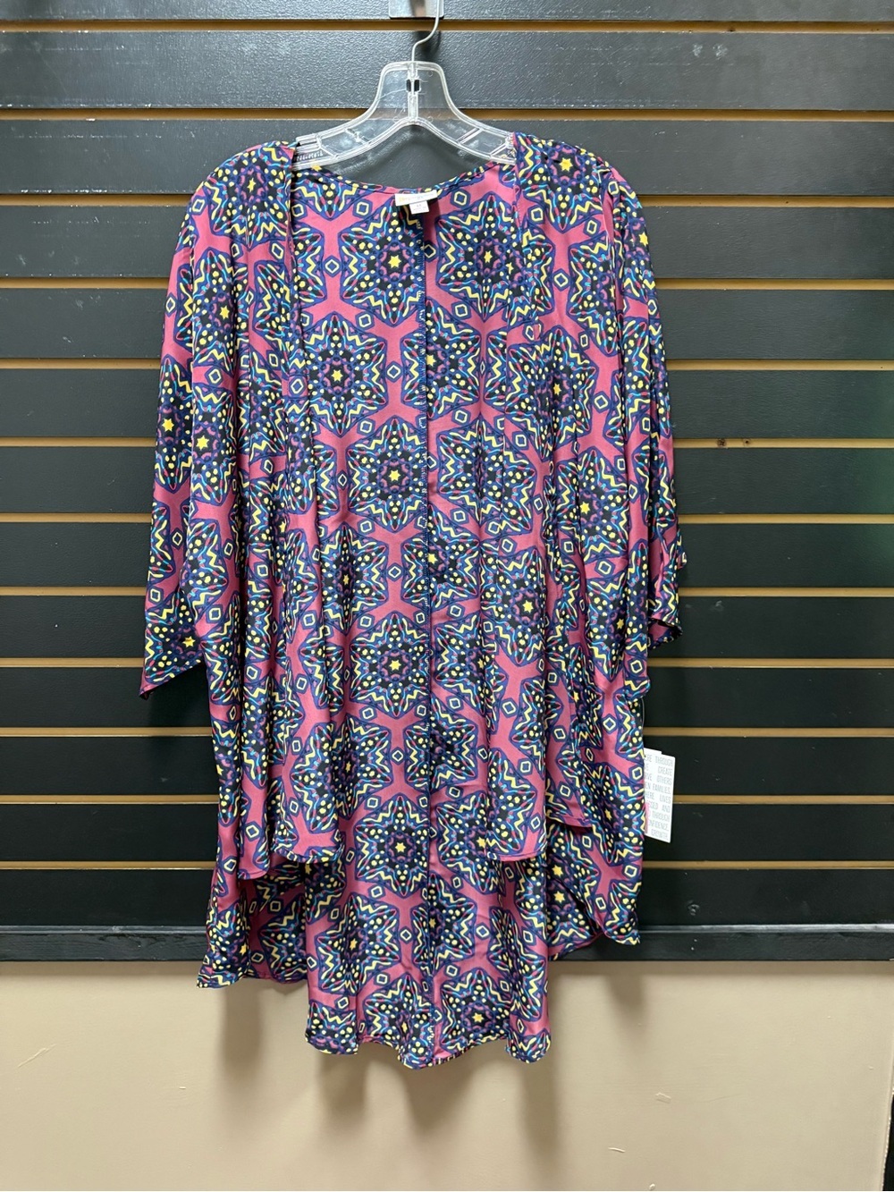 LuLaRoe Lindsay Kimono Medium NWT Purple Multicolor Geometric Cover Up